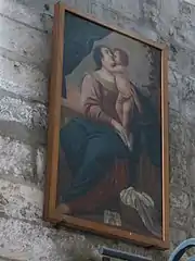 Photo du tableau « Vierge à l'Enfant » attribué à Laurent de La Hyre, au-dessus du confessionnal