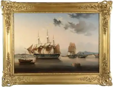 Barthélémy LAUVERGNE (1805-1871). « L'Etoile et La Belle Poule en port de Toulon par mer calme »