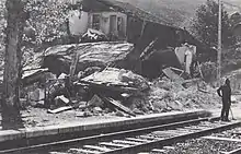 éboulement de 1977 maison détruite devant la voie ferrée
