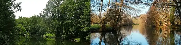 La Sèvre à Échiré en août 2012 et en décembre 2014.