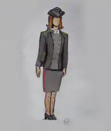 Dessin du Grand Uniforme féminin en 1972.