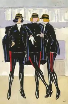 Dessin représentant un hypothétique Grand Uniforme féminin (1922).