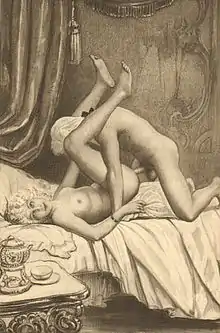 Illustration de Paul Avril « Charles pénètre la fleur vierge de Fanny ».