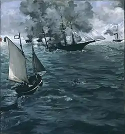 Édouard Manet, Bataille entre le Kearsarge et le Alabama, 1864.