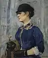 Jeune femme au chapeau rond et voilette, E. Manet (1879).