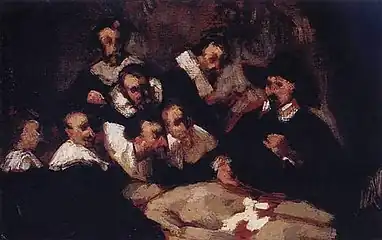 Édouard Manet, La Leçon d'anatomie du docteur Tulp (d'après La Leçon d'anatomie du docteur Tulp, 1856, collection privée).