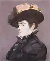 Portrait de Jeanne Martin au chapeau orné d'une rose par Manet (1881).