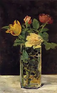 Édouard Manet: Roses et tulipes dans un vase (coll. part.).