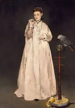 Deux cents ans plus tard, en 1866, on retrouve en France le même type d'équipement dans La Femme au perroquet de Manet.
