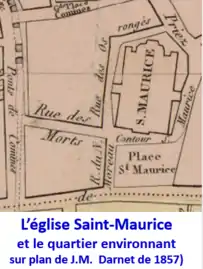 L’église Saint-Maurice en 1857.