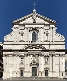Façade de l'église du Gesù (après 1584), modèle habituel des églises jésuites.