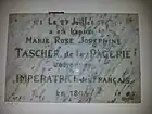 Plaque commémorative du baptême de l'impératrice Joséphine le 27 juillet 1763