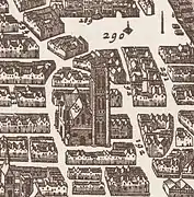 L'église sur le plan de Claes Jansz Visscher (1618).