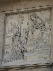 La Vierge donnant le rosaire à saint Dominique (1867), Paris, façade de l'église Saint-Thomas-d'Aquin.