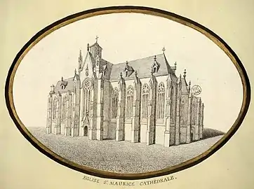 L’église Saint-Maurice en 1860.