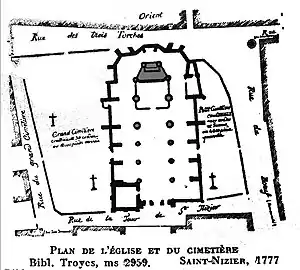 Plan avec les rues limitrophes.