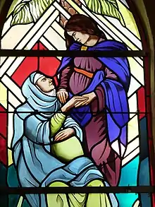 Vitrail de la sacristie, Marie et Élisabeth enceintes