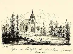 Église de Rambures, dessin par Teresita Bouchot, 1858 (coll. privée).