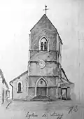 Dessin de l'église en 1899.