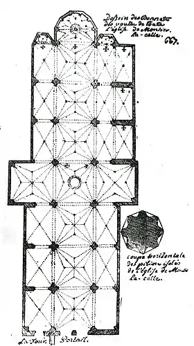 Plan de l'église en 1774, Bibliothèques de Rouen, ms 265.