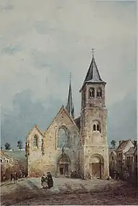 Aquarelle de l'église st Hilaire, 1846.