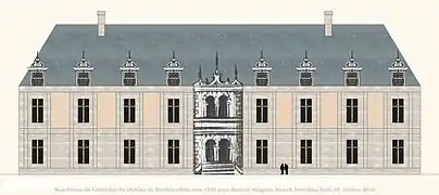 Restitution de l'élévation du château de Meudon vers 1520. (futur corps central)