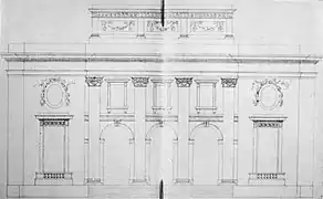 Elévation du château de Chaville, du côté de la perspective, Étienne-Louis Boullée, AN. Vers 1764.