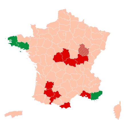 Candidats arrivés en deuxième position dans chaque département.