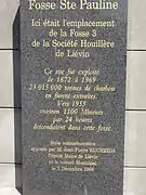 Stèle commémorant la fosse Sainte Pauline.