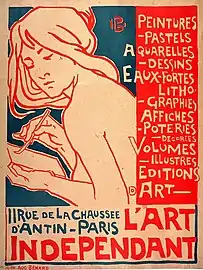 Affiche couleur montrant une femme écrivant dans un carnet.