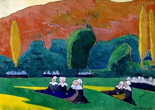 Émile Bernard, Femmes bretonnes à la prière (1892), musée d'art de Dallas.