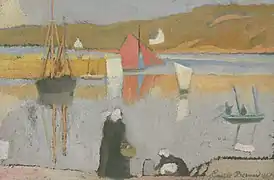 Le port à Saint-Briac. Signé and daté 'Emile Bernard 1887', huile sur toile, 19 x 28.9 cm