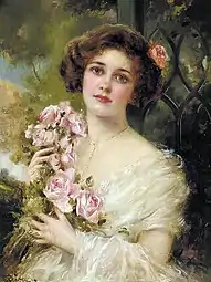 Jeune femme aux roses