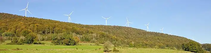 Vue panoramique du parc éolien du Lomont.