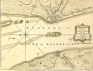 Carte de l'estuaire de la Gironde et son système défensif