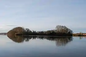 L'île vue depuis la rive gauche, en amont de celle-ci.