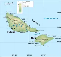 Carte topographique de Futuna et d'Alofi