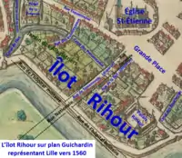 Îlot Rihour sur plan Guichardin
