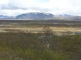 La Hrafnabjörg vue depuis le rebord occidental des Þingvellir.
