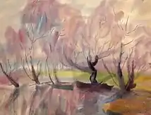 «Arbres, lac», (47.5×36, 1960)