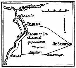 Description de l'image Карта к статье «Казимерж». Военная энциклопедия Сытина (Санкт-Петербург, 1911-1915).jpg.