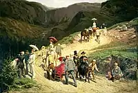 Voyage en Auvergne (1876) par Constantine Savitski, huile sur toile, Musée russe de Saint-Pétersbourg.