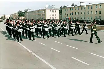 Tambours de la 3e compagnie des Souvorovites lors d'une répétition le 28 avril 2006.