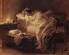 Mère réveillée par l'enfant  qui pleure, 1831