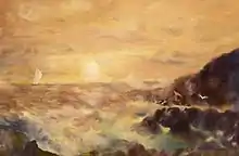 «Mer, volier, rocher, coucher du soleil», (68.5х46, 2000)