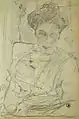 Esquisse au crayon de Margarita Morozova par Valentin Serov (1910).