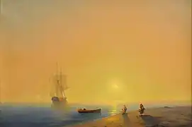 Peinture marine, artiste inconnu, XIXe siècle, huile sur toile, musée d'art régional de Mourmansk.