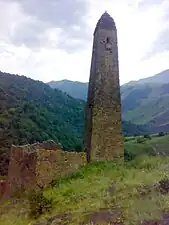 Exemple de tour de garde tchétchène, celle de Motsaroï (ru) d'architecture vainakh (ru).