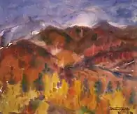 «Automne, arbres, montagnes», (43х36, 1980)