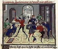 Miniature de Loyset Liédet. Histoire de Renaud de Montauban, 1468-1470.